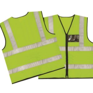 REFLECTIVE VEST LIME, ZIP, ID POUCH 120gsm
