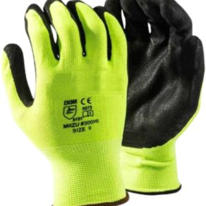 MIIZU GREEN HI-VIZ PALM COATED GLOVES